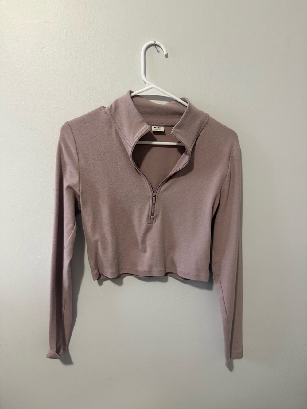 Aritzia Long-Sleeve Half-Zip Top - Mauve